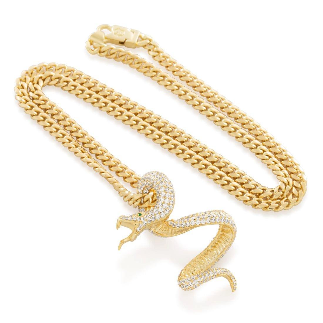 King Ice Pit Viper Necklace - Gold - GOLD